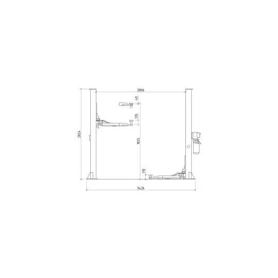 SYSTEM T4i 380В Двухстоечный подъемник с нижней синхронизацией (прямые лапы) в Новосибирске, Грузоподъемность: 4 тонны (4000 кг), Напряжение: 380 В, Варианты модели: с прямыми лапами купить по выгодной цене 100kwatt.ru